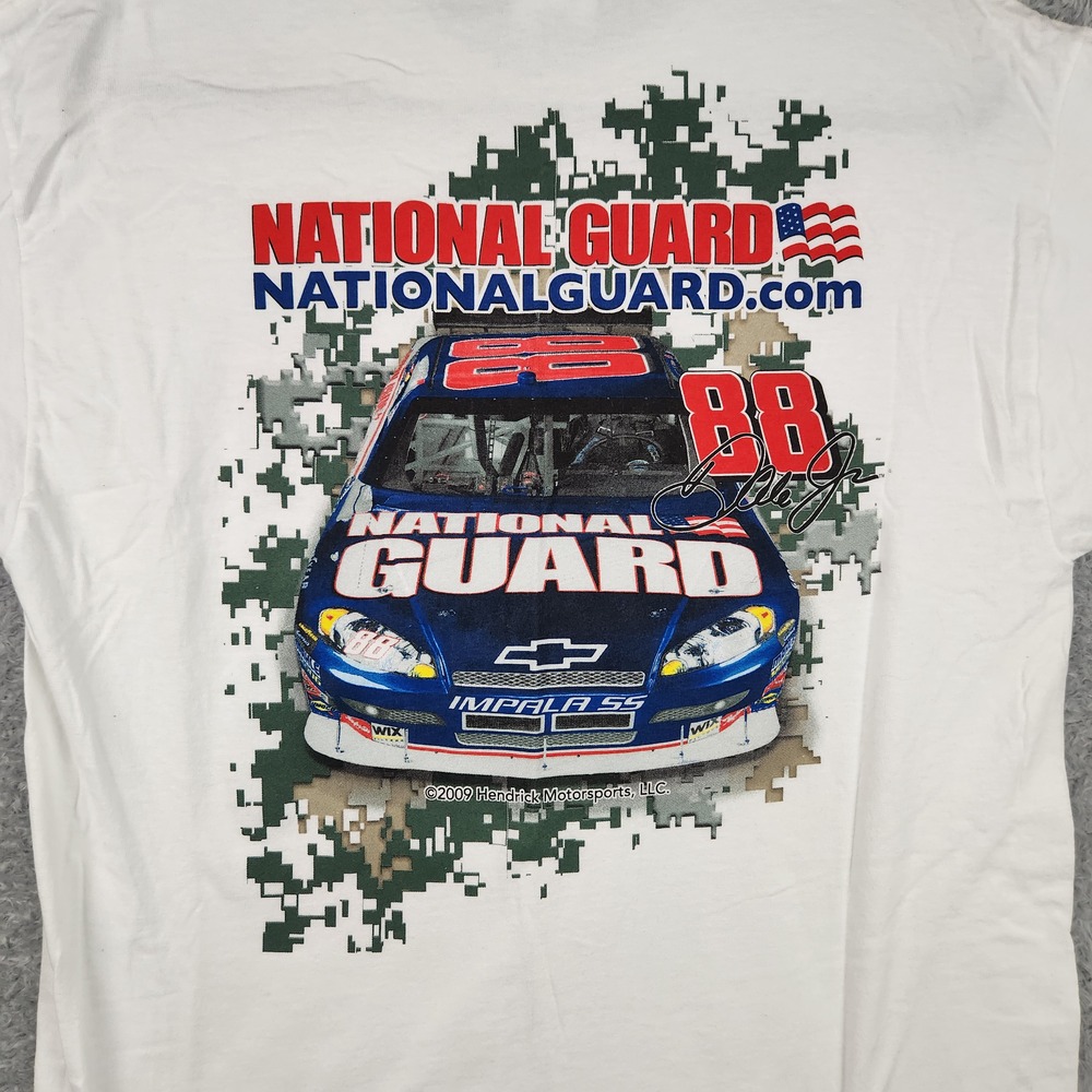 National Guard Dale Jr Shirt Mens Large White 88 NASCAR Racing Car Graphic Logo